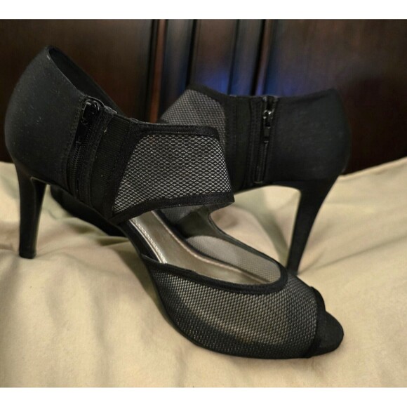 Impo Trilogy Women's Open Toe Heels Pumps Bootie Black Pre-Owned 10M - Picture 2 of 5